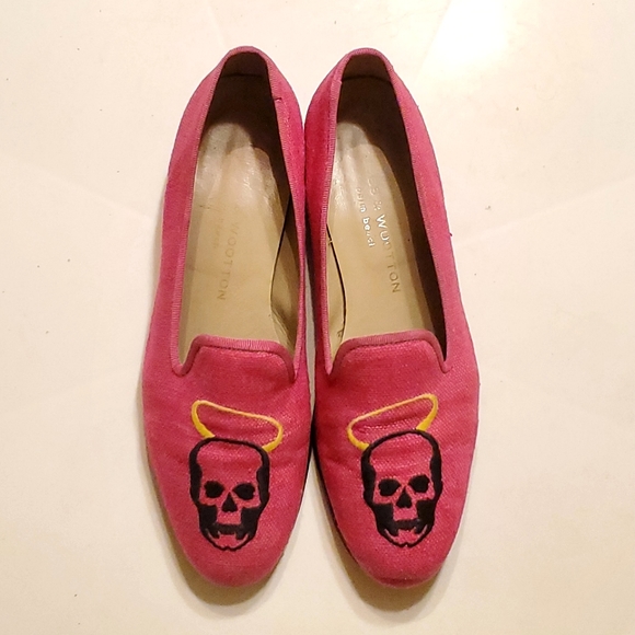 STUBBS AND WOOTTON SKULL HALO LOAFERS PINK